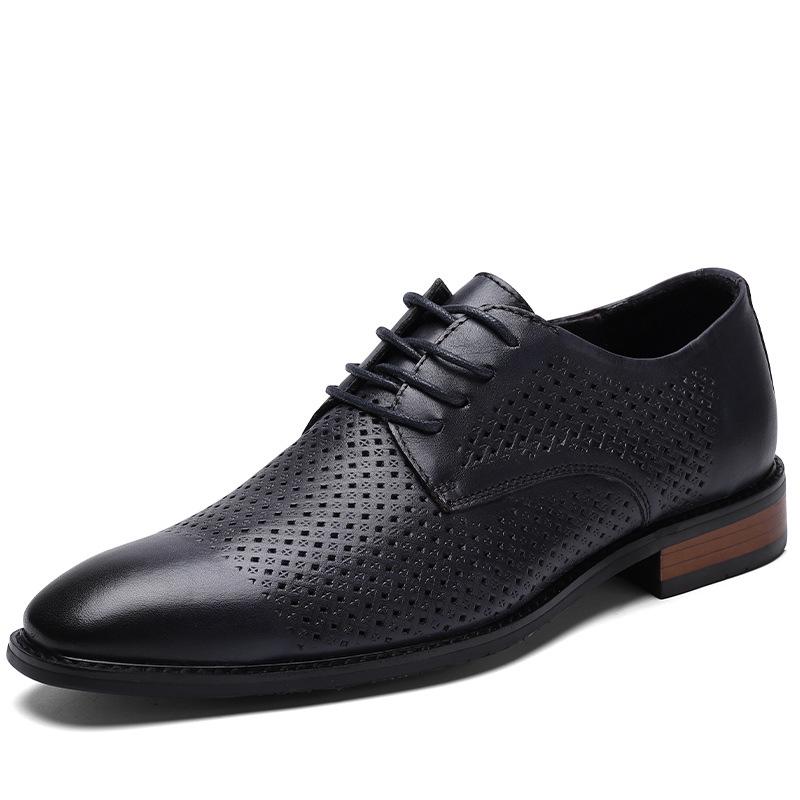 Men s Summer Breathable Lace-up Leather Business Shoes 42