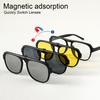 A New Set Of Magnetic Clip-On Design Fashion Sunglasses 1 Frame And 3Interchangeable Lenses Unisex New Circle Glasses Set