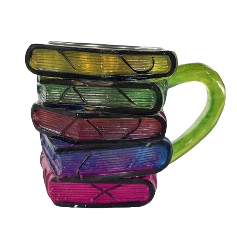 Novelty 3D Painted Books Coffee Mug Unique Books Stack Coffee Cup Tea Cup Collection Gifts