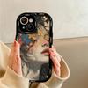 Oil Painting Flower Girl Suitable for Apple 16 Phone Case 15, Acrylic 14pro, Fine Hole Anti-drop 13, Full Package 12/11