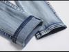 European Street Style Blue Cobra Embroidery Slim-Fit Men's Jeans