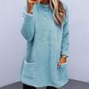 Warm Winter Hoodie Jacket Stylish Women Mid-length Fleece Shearling Thickened Solid Color Pocket Outwear