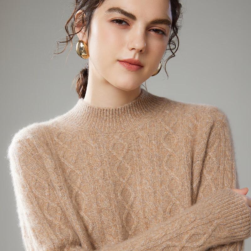 Fanzhen Women's Thickened Half-High Neck Cashmere Sweater