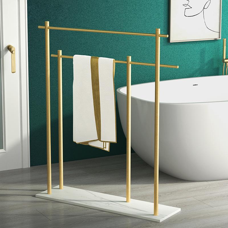 Elegant Marble Double-Layer Freestanding Towel Rack for Bathtub