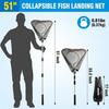 2 Pack Fishing Net with Telescopic Pole Handle, Fish Landing Net with Sturdy Collapsible Handle, Folding Nylon Mesh Landing Net for Saltwater