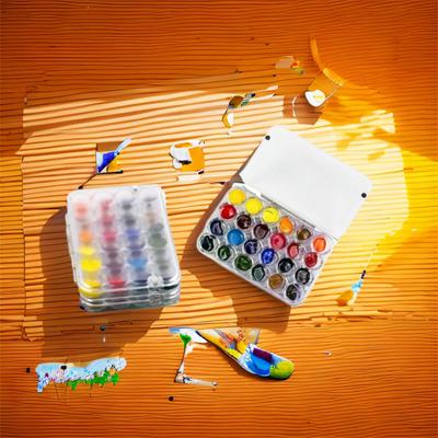 Art Supplies 24 Grids Mini Watercolor Palette Transparent Acrylic Watercolor Paint Tray Sealed Empty Paint Box Offices