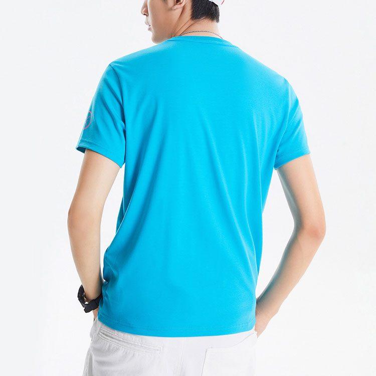 Li Ning Wade Collection T Shirts Men's Blue Crew Neck Moderate Straight Fit AHSQ475-4