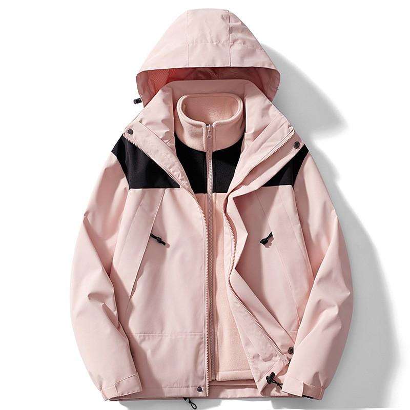 3-in-1 Waterproof Windproof Outdoor Jacket With Removable Hood Fleece Liner Men Women Winter Hiking Climbing