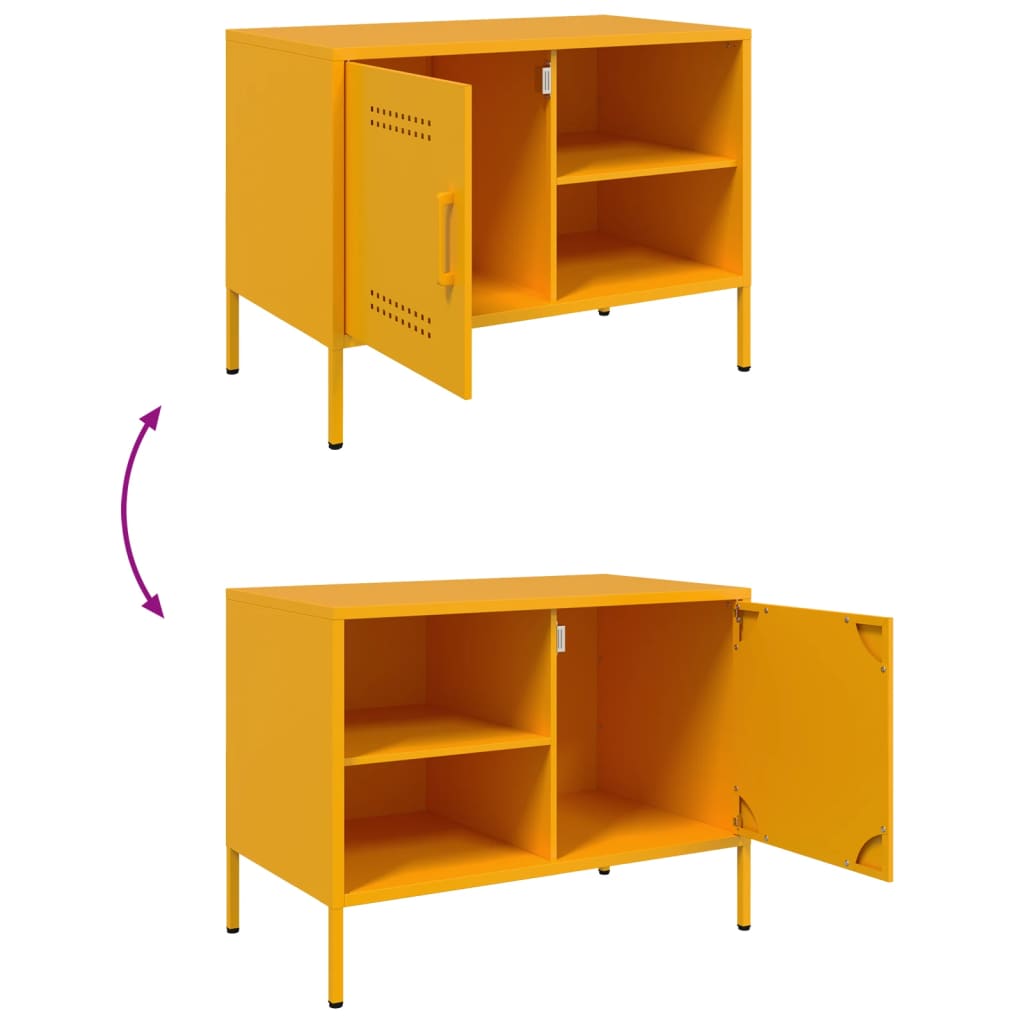 TV Cabinet Mustard Yellow 68 X 39 X 50.5 Cm Steel