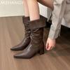 Špicatá špička Dámské Kožené Sněhové kotníkové boty Šaty Móda Útulné Teplé Chelsea Boty Dámské 2025 Trend Nový Zimní Sexy Botas Mujer