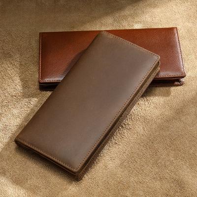 Crazy Horse Leather Money Clip Head Layer Cowhide Medium Long Men's Genuine Leather Wallet Vintage Solid Colour Coin Purse