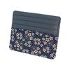 Indenya Slim Card Case, Deer Skin, Navy X White Lacquer, Forget-Me-Not Pattern, 9cm X 10.8cm X 0.5cm, 8 Card Pockets, 1 Pocket