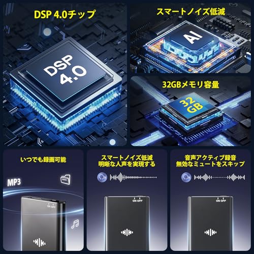 Coptdyy Compact Voice Recorder with 32GB Memory, AI Noise Reduction, High-Quality Recording, 570 Hours of Recording Time, OTG Connection, for Meetings