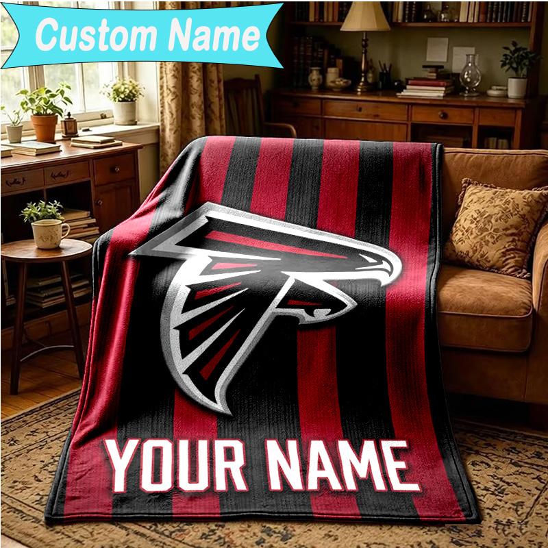 1PC Custom Name Blanket Atlanta-Falcons Rise Up Flannel blankets Patterns Throw Blanket All-Season Soft Gift for Couch, Bed, Camping, Birthday gifts
