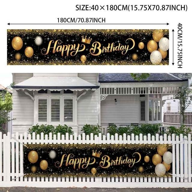 Black Gold Birthday Table Runner 30 50 Birthday Tablecloth Balloon Party Decoration For Home Backdrop Wedding Adult Anniversary