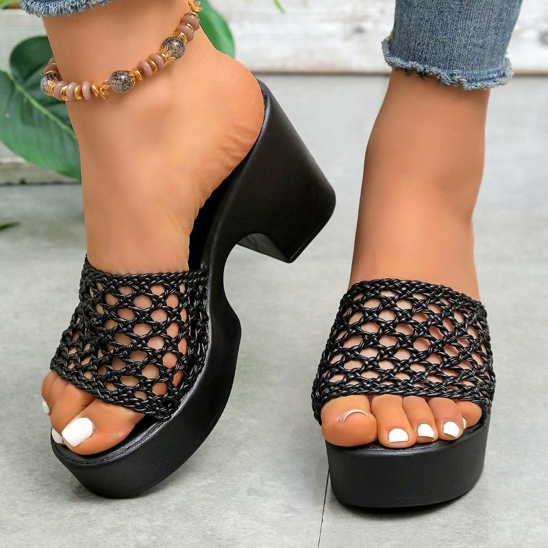 Fashion 2025 New Summer Hollow Out Mesh Wedge Sandals Women Peep Toe Chunky Platform Slippers Woman Non Slip Thick Bottom Outdoor Slides