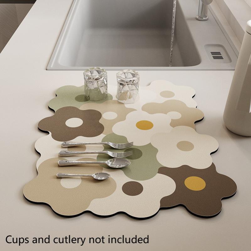 

Быстросохнущий коврик для сушки посуды Цветок Резиновые салфетки для сушки посуды Коврик для кухни Подставка для столовых приборов Суперабсорбирующая салфетка для сушки кофе