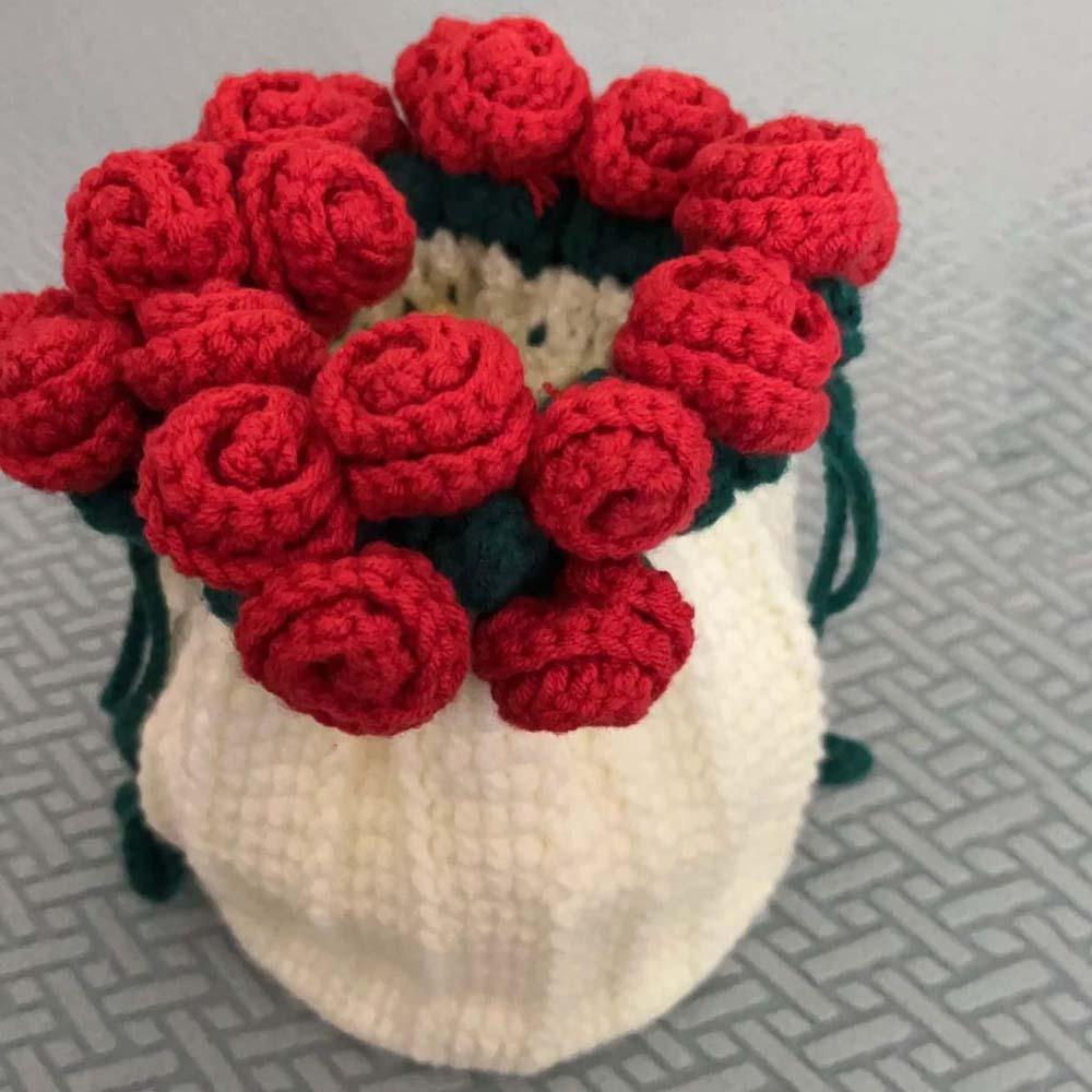 Creative Bucket Pouch Material Kit Soft Crocheted Bouquet Handbag  For Girlfriend and Mom Gift