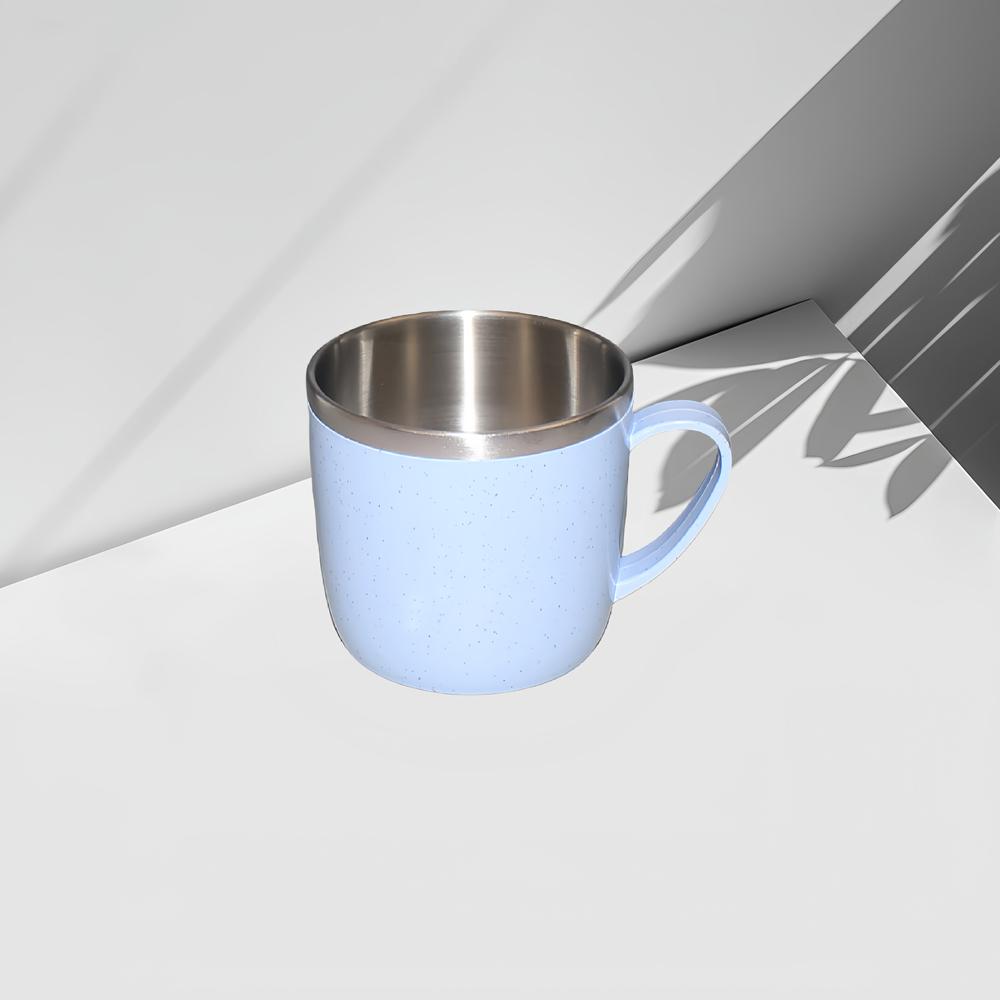 Tazze in Acciaio Inossidabile a Doppio Strato Antiscottatura Manico in Plastica Tazza per Caffè Latte Tè Bevande Acqua per Casa Ufficio Bicchiere