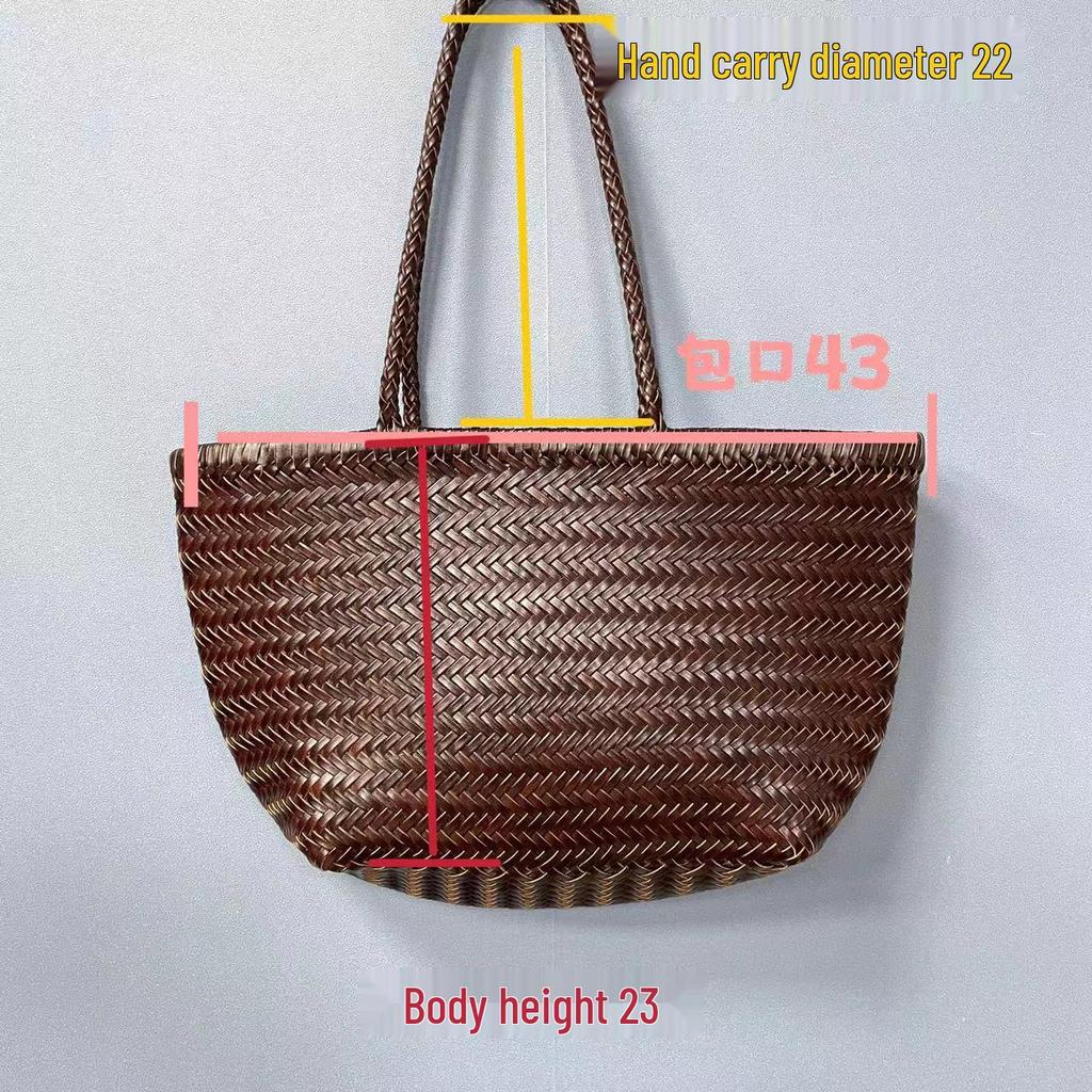 Dragon Diffusion Women's Genuine Leather Woven French Basket Bag