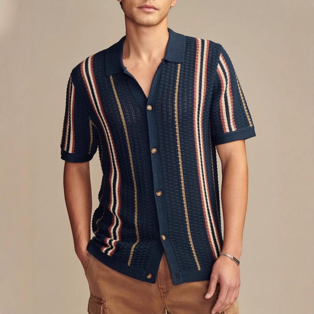 Men's Casual Hollow Knit Polo Cardigan BK0059
