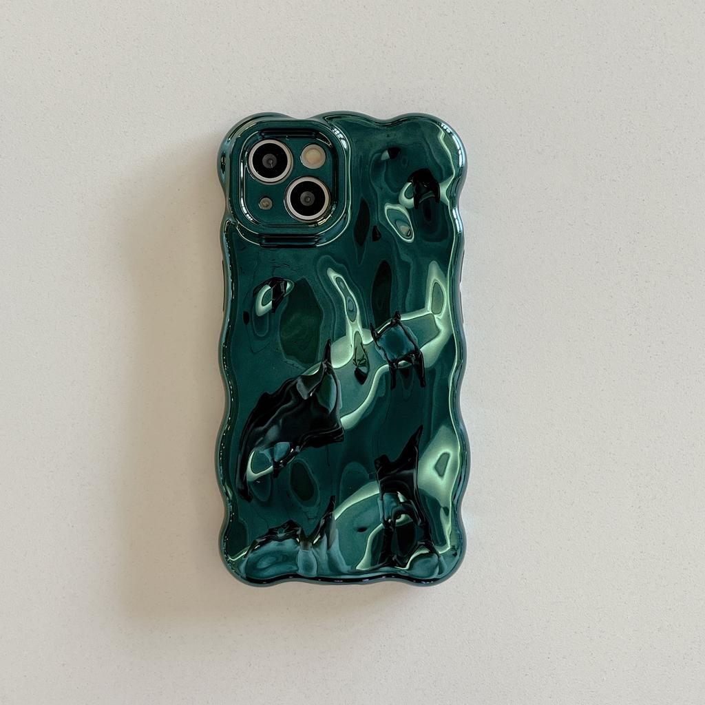 Stylische einfarbige stereoskopische Wellen-Knitter-Blasen-Handyhülle für iPhone 17 16 15 14 13 12 11 Pro Max Plus 17 Air