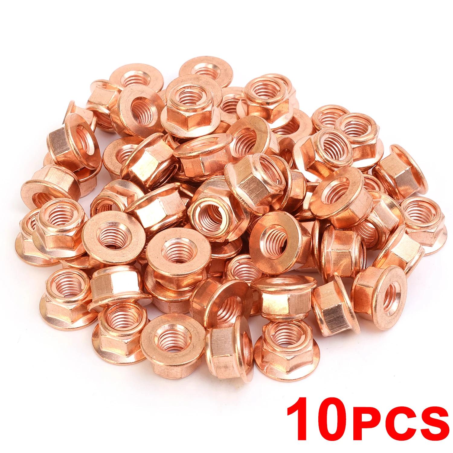 

M8 Hexagonal Copper-plated Nuts Car Exhaust Pipe Anti-Loosening Nut Turbo Exhaust Stud Hex for BMW 3 Series E30 Accessories 9.2x17.4mm