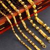 Vietnamese Sand Gold Necklace for Men, Hexagonal Buddhist Beads Solid Chain, Long-lasting Colorfast Gold and Copper Accessories