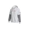 Vans Embroidered Logo Checkerboard Print Hoodie Women Tops White VN0A4UTNWHT