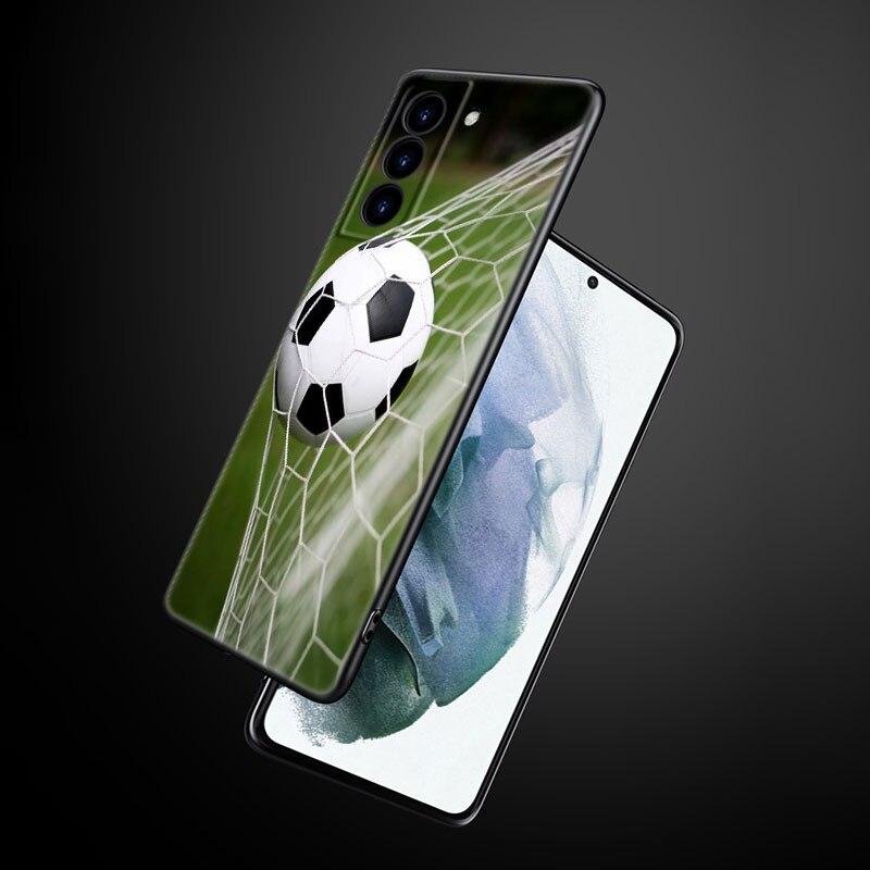 Football Field Phone Case For Samsung Galaxy S22 Pro S21 S20 Ultra FE S10 Lite 5G S10E S9 S8 Plus Soft TPU Black Cover