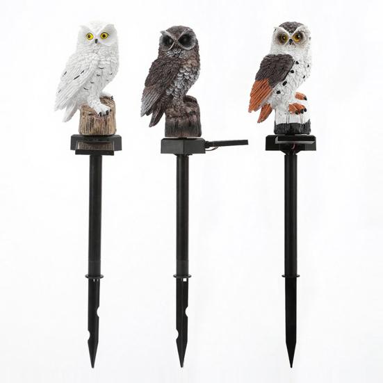 Solar Owl Lawn Light, Garden Owl Statue Solar Light, Outdoor LED Owl Light with Spike for Yard Patio Pathway