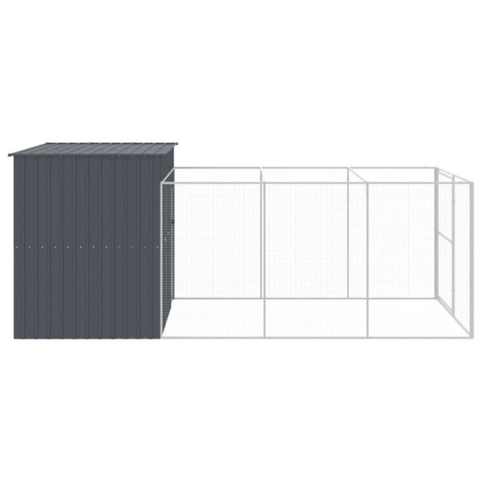 VidaXL Dog Niche with Anthracite Courtyard 214x457x181 Cm, Dog Cage, Dog Shelter, Animal House, Cages 3189120