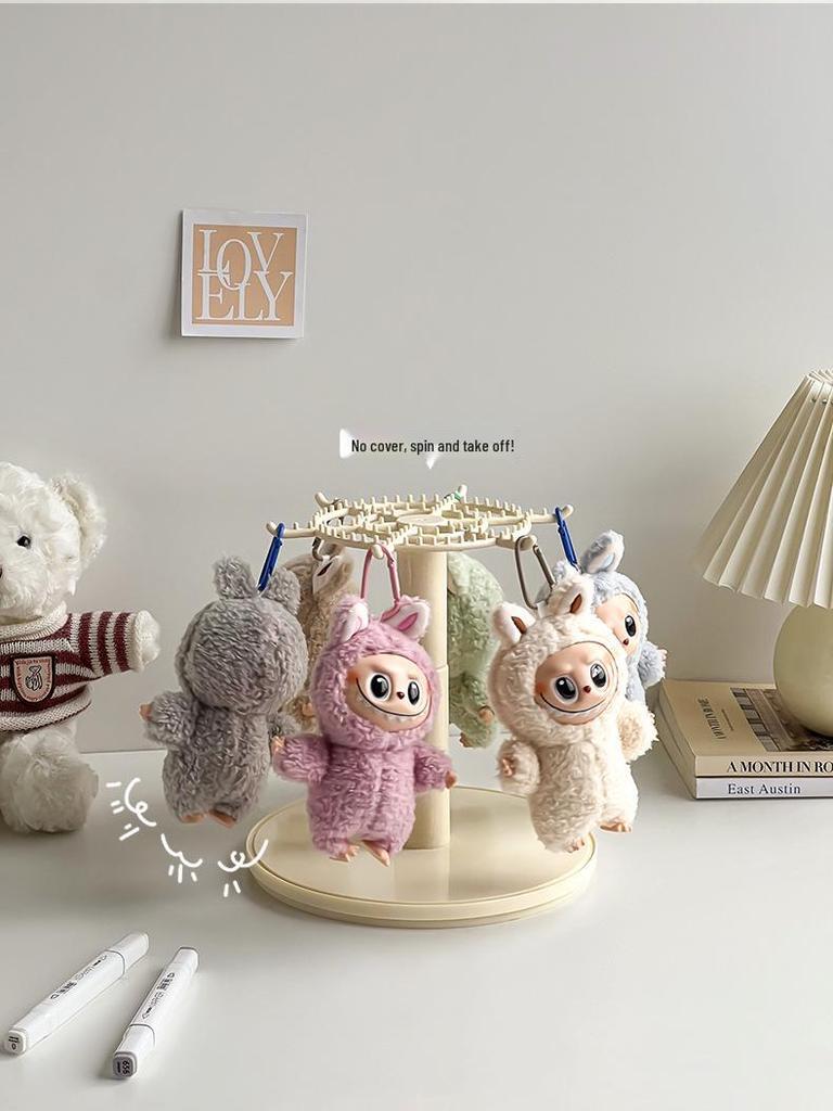 Rotating Labubu Plush Figurine Display Box and Stand