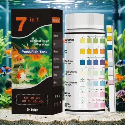Aquarium Test Strips 7 In 1 Freshwater pH Water Quality Test Kit for Fish Tank Ammonia Nitrite Nitrate Hardness Alkalinity