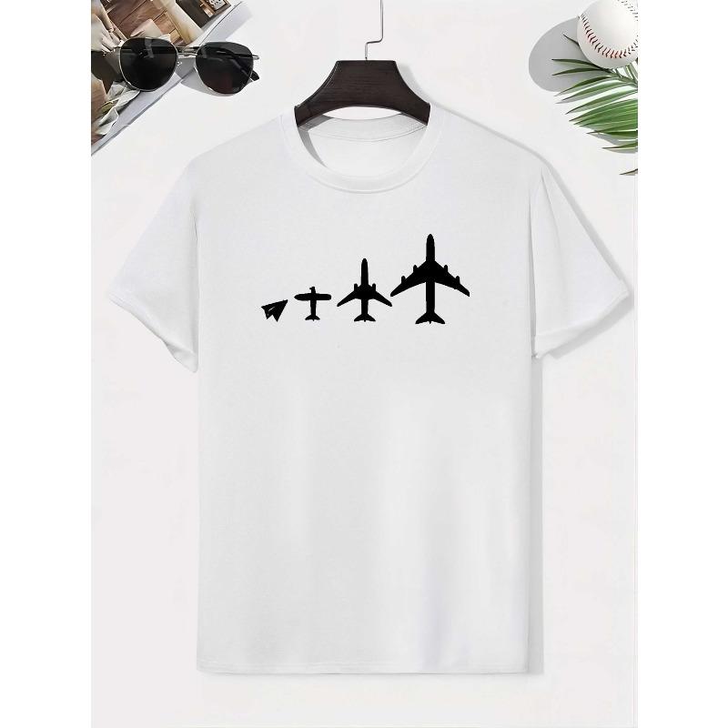 European sizes Paper Plane Airplane Growth Cotton Boys T-Shirt Creative T-Shirt, Casual Lightweight Comfortable Short Sleeve Top