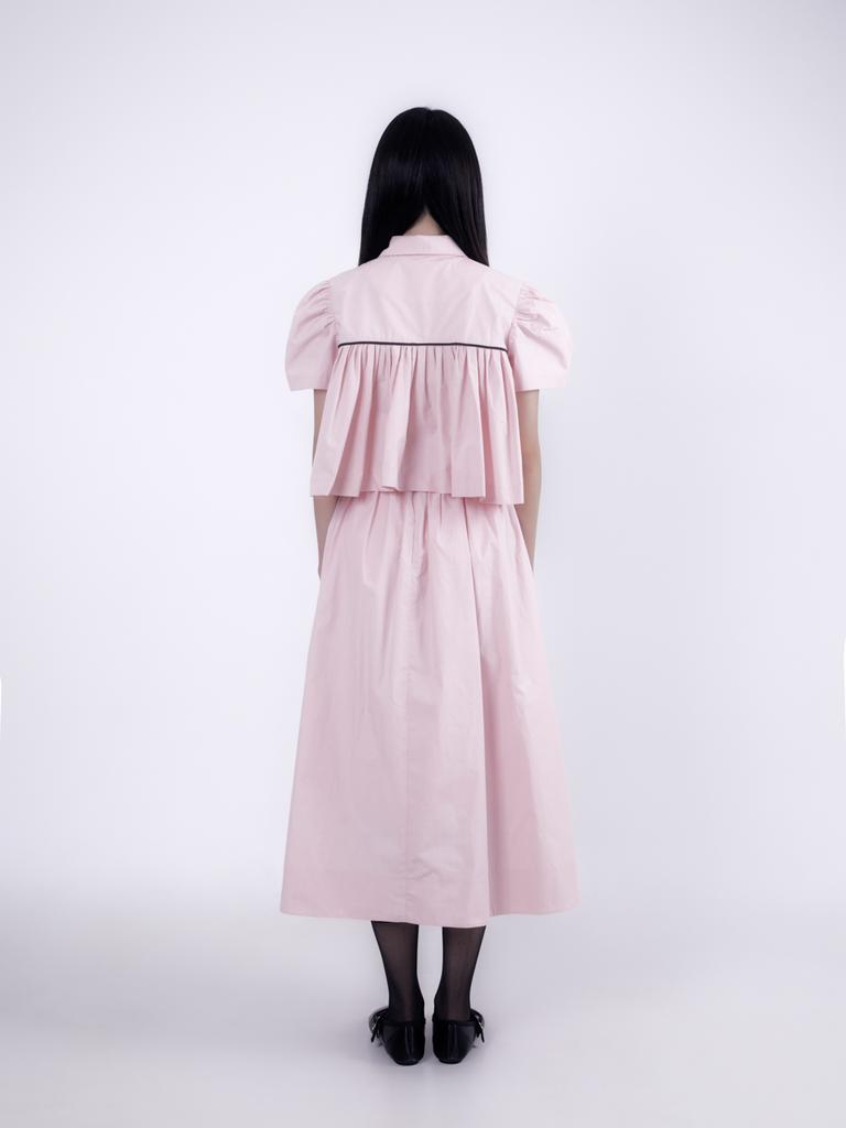 INNERMUSEUM Shirred Curved Skirt (Pink)