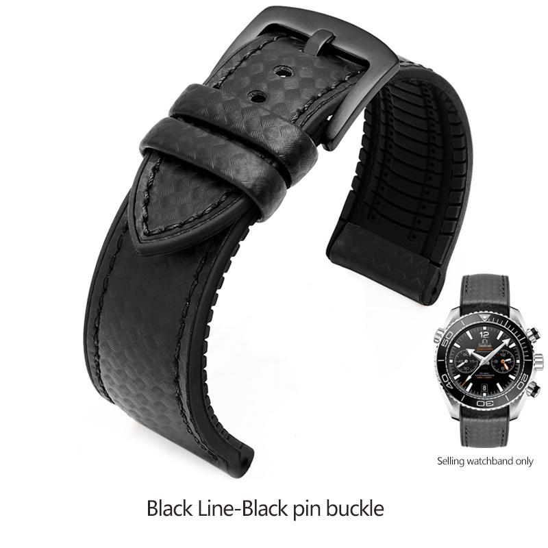 Silikonowy Pasek z Włókna Węglowego Wodoodporny Pasek do Zegarka dla Omega Speed Master Gumowy Zamiennik Męska Bransoleta Pasek 18mm 20mm 22mm 24mm