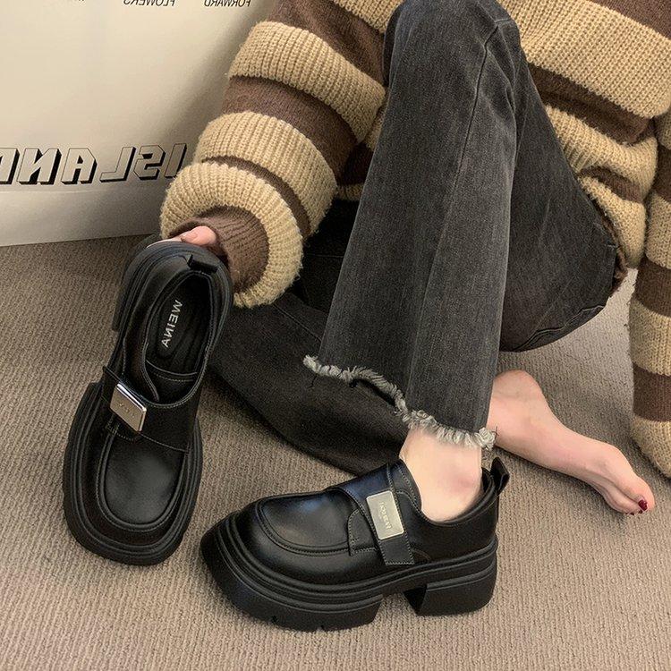 British style retro round head platform jk small leather shoes women's 2025 new popular French loafers spring and autumn single shoes