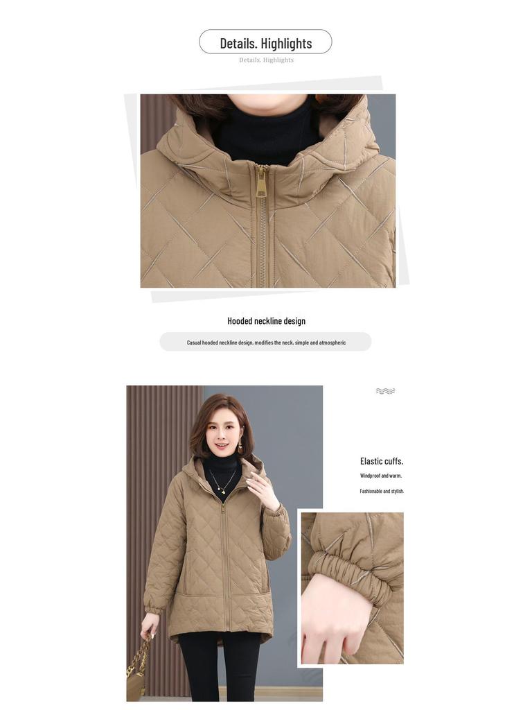 2024 Women's Mid-Length Slimming Cotton Jacket - Plus Size Winter Outerwear Trend
