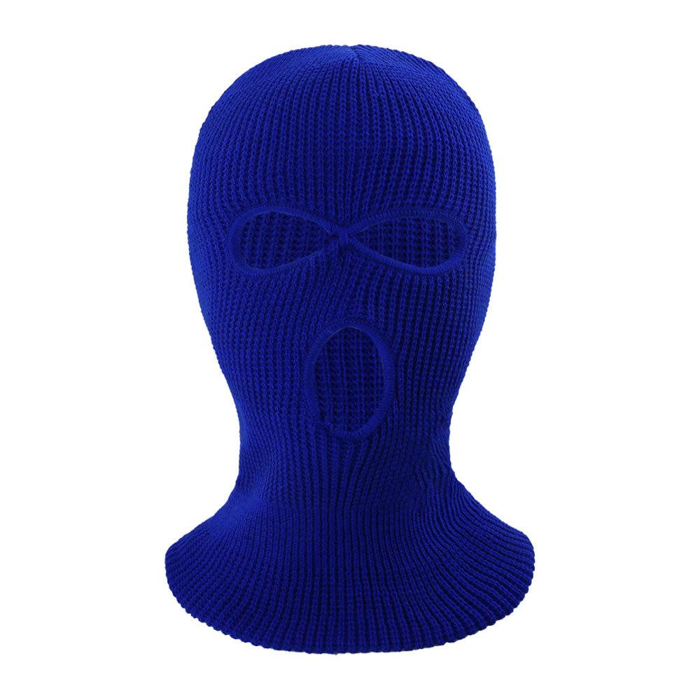 Winter Warm 3-hole Ear protection Embroidery White Knitted Full Face Mask Cover Cap Ski Mask Balaclava Pack for Men