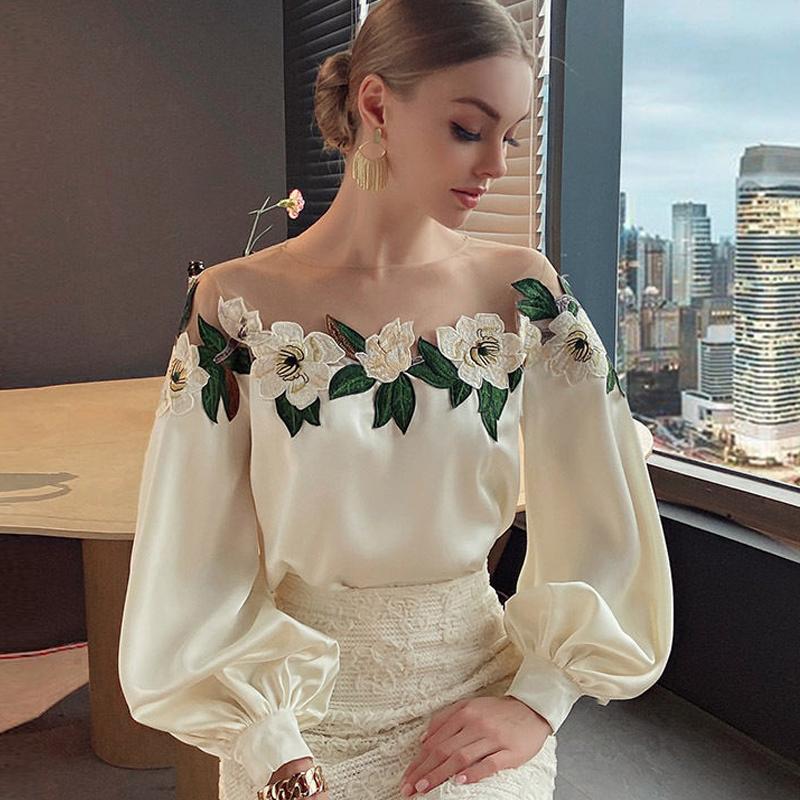 

Новая модная шифоновая блузка с длинным рукавом, женские топы J305 M