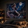 Starry Moon Anime Girl Aesthetic Tapestry Soft Colorful Galaxy Cartoon Wall Hanging Teen Dorm Bedroom Otaku Home Decor