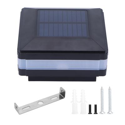 LED Post Light Solar Power Double Color Induction Fence Cap Pillar Lamp IP65 Waterproof Black(Warm