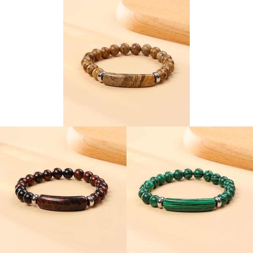 Braccialetto con Perline di Cristallo di Agata Geometrica con Design Artigianale per Accessorio Moda Unisex