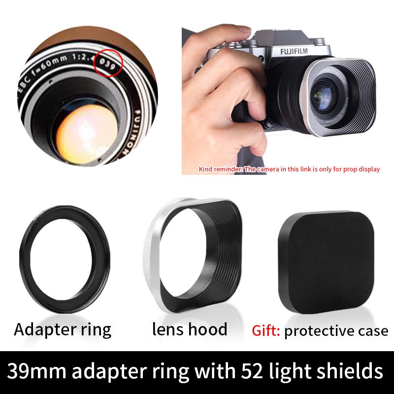 Metal Square Camera Lens Hood Compatible for Nikon16-50 Canon Sony Fuji15-45/35f2 Universal Photography Accessory 52/43/46/39mm