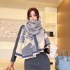 Winter Literary Imitation Cashmere Scarf Women'S Elegant Landscape Flower Language Scarf Thickened Warm Windproof Versatile Shawl