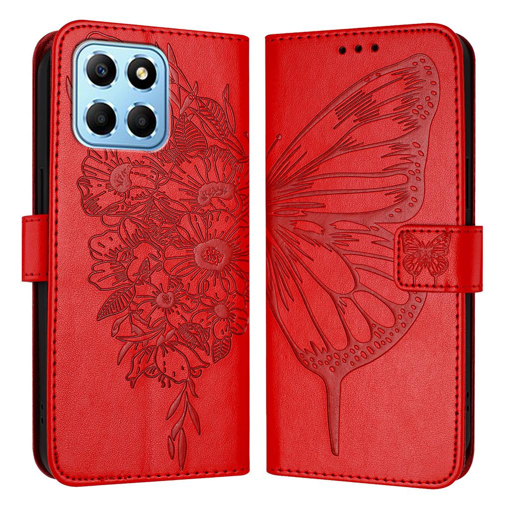 Butterfly Flowers PU Leather Case Kickstand Card Holder Slots TPU Shockproof Flip Cover For Huawei Honor, Huawei Y5p,Y6P,P20,P30,P40,Honor 60,70,80...