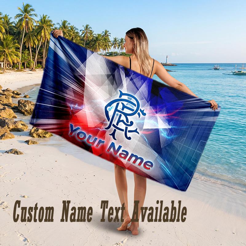 Rangers FC Design Beach Towel Custom Text Large Towel for Beach Vacation