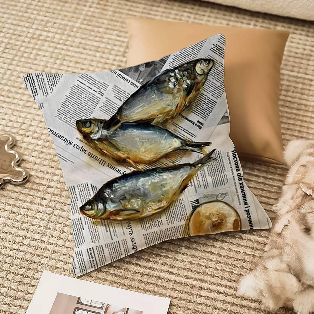 Colorful Sardine Lobster Pillow Case Anti-dustmite Invisible Zipper Sofa Bed