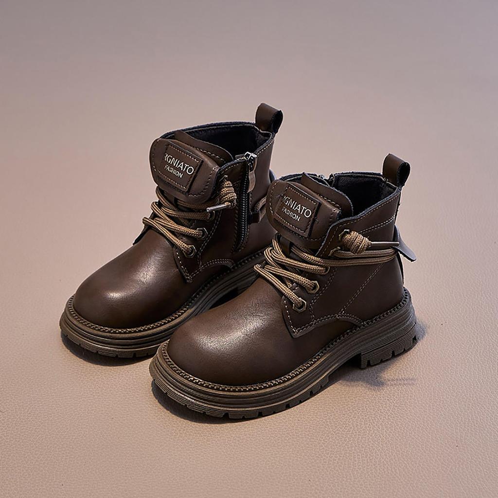 Kinderschuhe, Einzelstiefel, Britischer Seitenreißverschluss, Leder-Schuhe mit weicher Sohle, Kurzstiefel